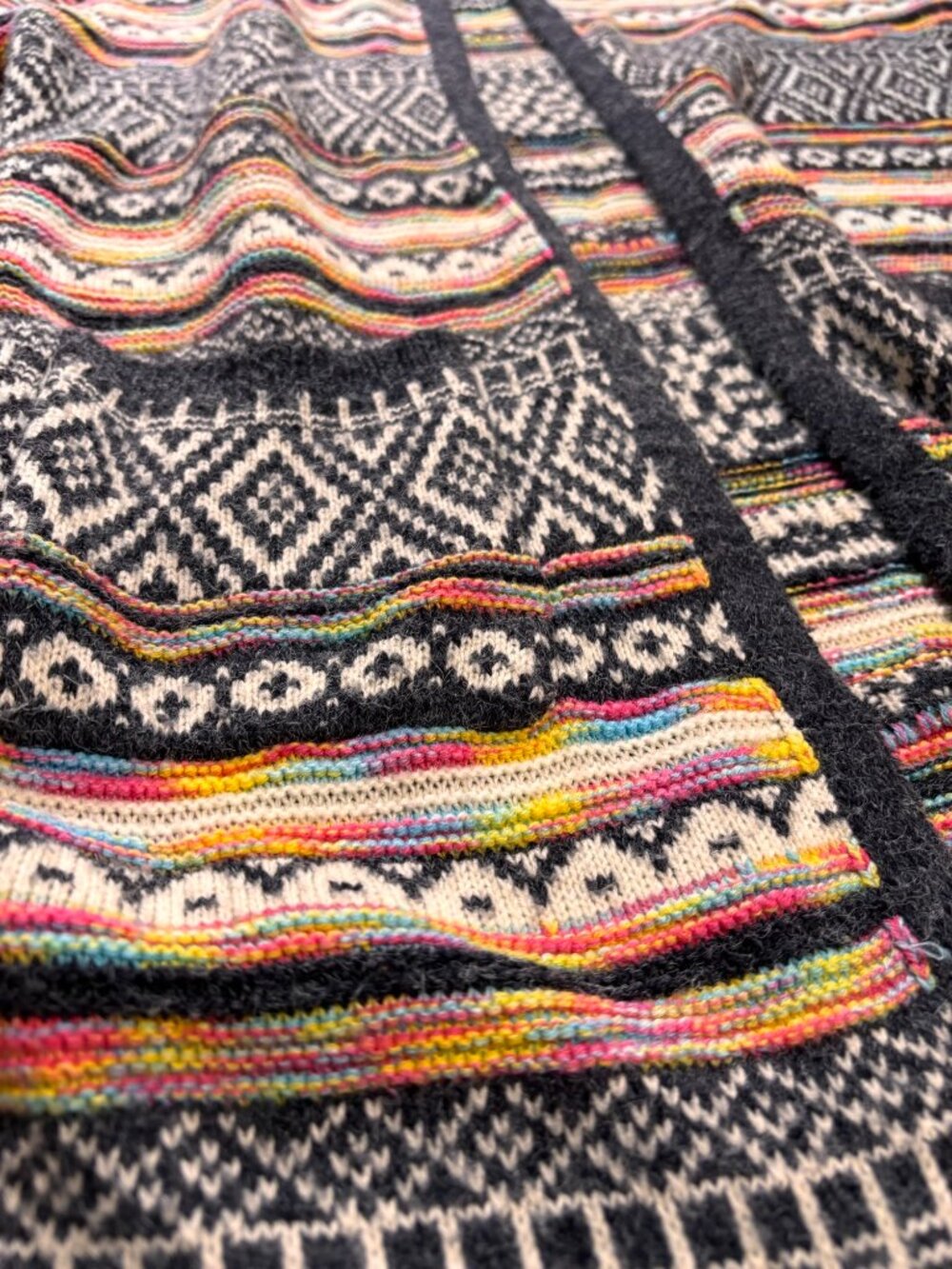 Boho Aztec Cardigan Sweater • Geometric Print • Longline Open Front • Multicolor - Picture 4 of 6
